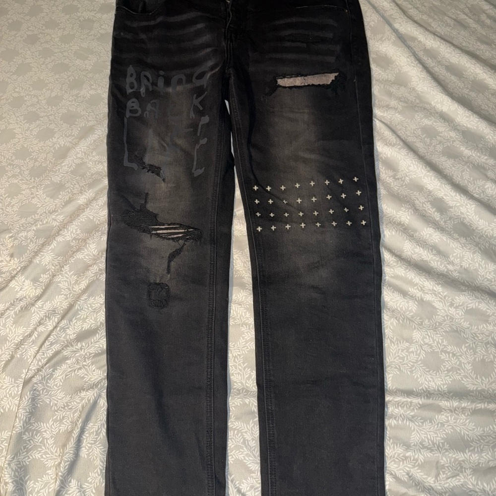 Men's Black Distressed Jeans